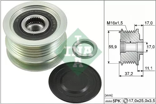 Ina Overrunning Alternator Clutch Pulley For Nissan Renault Clio Grand Scénic Kangoo Kang