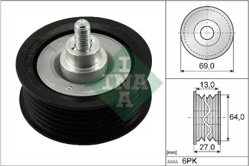 Ina Deflection Idler Guide Pulley V-ribbed Belt For Citroën Fiat Ford Ford Australia P