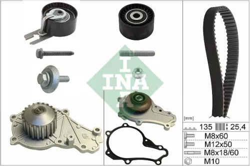 Ina Water Pump & Timing Belt Kit For Citroën Suzuki C3 Liana