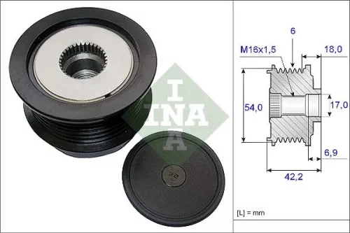 Ina Overrunning Alternator Clutch Pulley For Opel Saab Vauxhall 9-3 9-3x Astra Astravan S