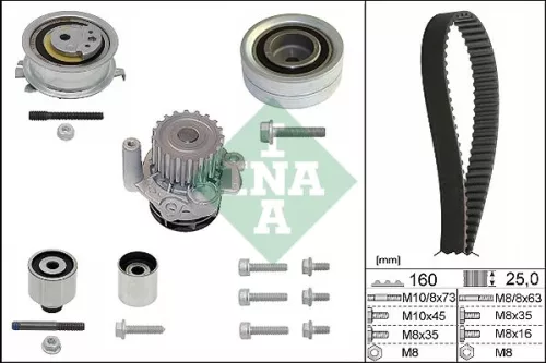 Ina Water Pump & Timing Belt Kit For Audi Seat Skoda Vw A1 A3 A4 A4 Allroad A5 A