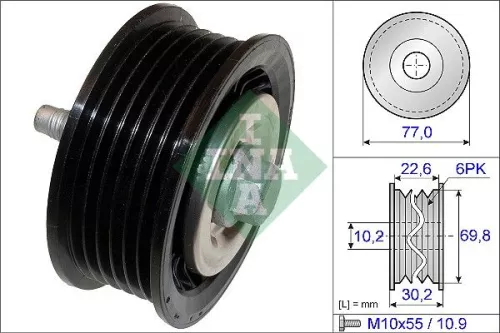 Ina Deflection Idler Guide Pulley V-ribbed Belt For Chevrolet Opel Saab Vauxhall 9-5 A