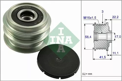 Ina Overrunning Alternator Clutch Pulley For Dacia Renault Clio Logan Logan Mcv Logan/ste