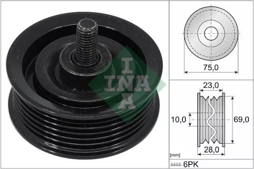 Ina Deflection Idler Guide Pulley V-ribbed Belt For Hyundai Kia Grand Santa Fé Ix35 Sa