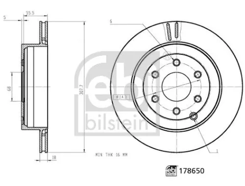 FEBI BILSTEIN FEBI BILSTEIN 178650 2x Febi Rear Vented Brake Discs Fits Mercedes X-class 308mm 