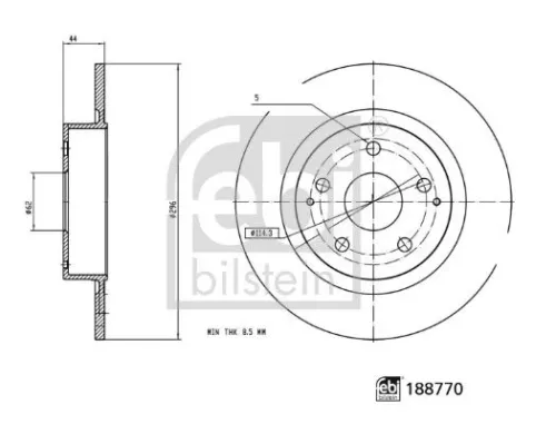 2x Febi Rear Solid Brake Discs Fits Toyota Yaris Cross 296mm