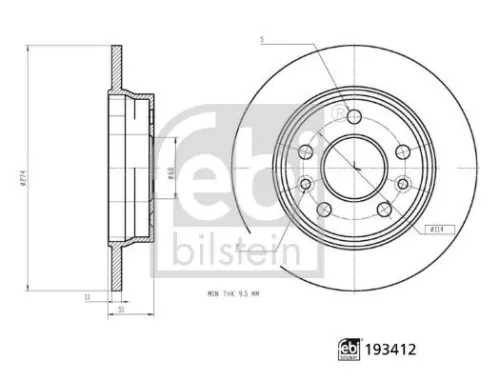 2x Febi Rear Solid Brake Disc For Renault Kangoo