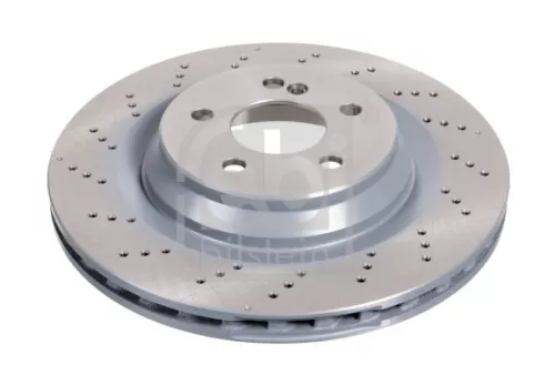 2x Febi Rear Perforated/vented Brake Disc For Mercedes-benz Sl