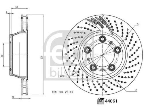 FEBI BILSTEIN FEBI BILSTEIN 44061 Febi Single Rear Right Perforated/vented Brake Disc For Porsche 911 