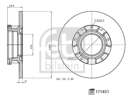 FEBI BILSTEIN FEBI BILSTEIN 171451 2x Febi Rear Solid Brake Disc For Ford Tourneo Custom Transit Transit Cust 