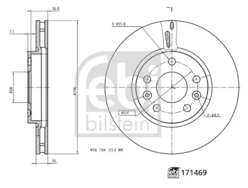 FEBI BILSTEIN FEBI BILSTEIN 171469 2x Febi Front Internally Vented Brake Disc For Mercedes-benz Nissan Renaul 