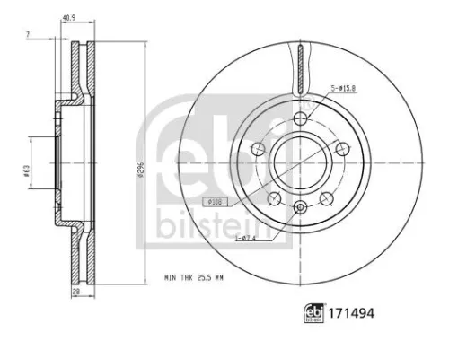 FEBI BILSTEIN FEBI BILSTEIN 171494 2x Febi Front Internally Vented Brake Disc For Volvo S90 V60 V90 