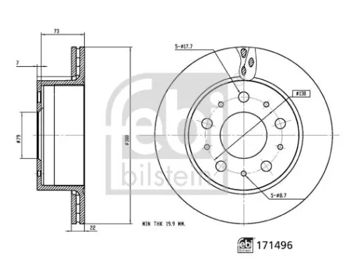 FEBI BILSTEIN FEBI BILSTEIN 171496 2x Febi Rear Vented Brake Discs Fits Citroën Fiat Opel Peugeot Ram Vauxhall Boxe 