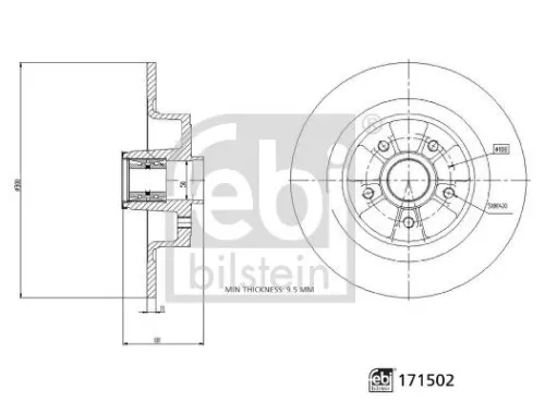FEBI BILSTEIN FEBI BILSTEIN 171502 2x Febi Rear Solid Brake Discs Fits Renault Megane 300mm 
