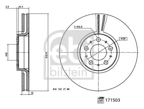 FEBI BILSTEIN FEBI BILSTEIN 171503 2x Febi Front Internally Vented Brake Disc For Volvo Xc90 