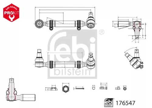 Febi Front Inner Tie Rod For Mercedes-benz Actros Mp4 / Mp5 Antos Arocs