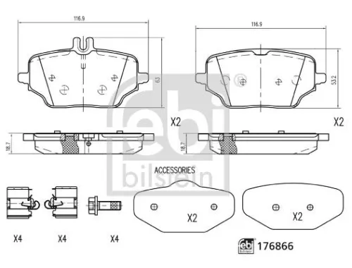 FEBI BILSTEIN FEBI BILSTEIN 176866 Febi Rear Brake Pad Set For Mercedes-benz Gle 