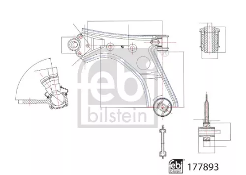 FEBI BILSTEIN FEBI BILSTEIN 177893 Febi Front Left Control / Trailing Arm For Fiat Opel Vauxhall Combo Doblo 