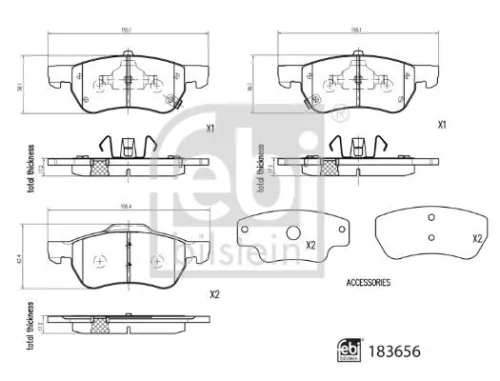 Febi Front Brake Pad Set For Mg Mg (Saic) Mg 350 Mg 5 Mg Zs 