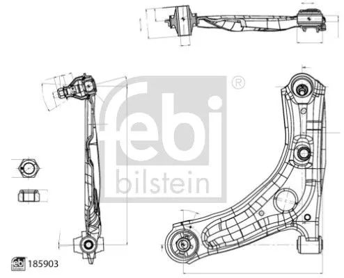 Febi Front Left Lower Outer Control / Trailing Arm For Citroën Peugeot Toyota 10