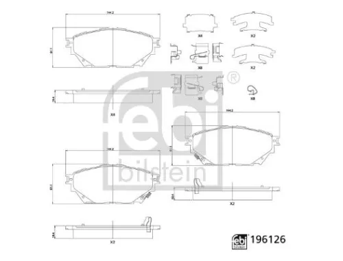 Febi Front Rear Brake Pad Set