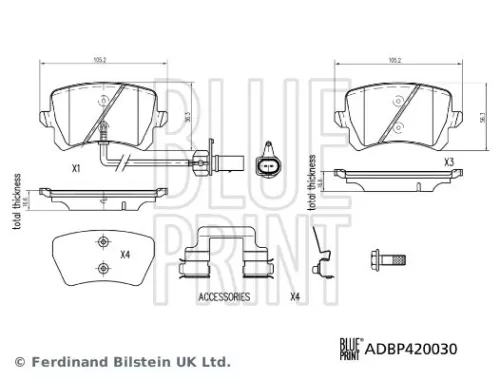 BLUE PRINT BLUE PRINT ADBP420030 Blue Print Rear Brake Pad Set For Audi Q3 