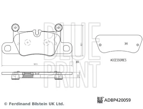 BLUE PRINT BLUE PRINT ADBP420059 Blue Print Rear Brake Pad Set For Porsche 911 