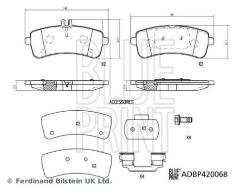 BLUE PRINT BLUE PRINT ADBP420068 Blue Print Rear Brake Pad Set For Mercedes-benz Amg Gt C-class E-clas 