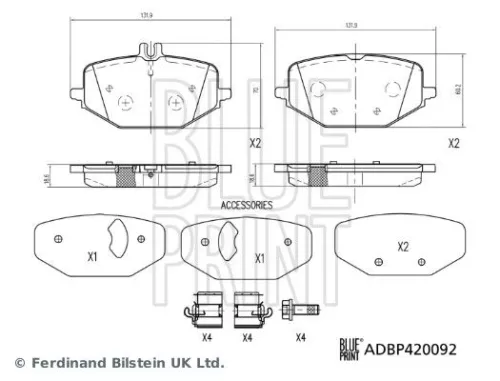 BLUE PRINT BLUE PRINT ADBP420092 Blue Print Rear Brake Pad Set For Mercedes-benz Gle Gls 