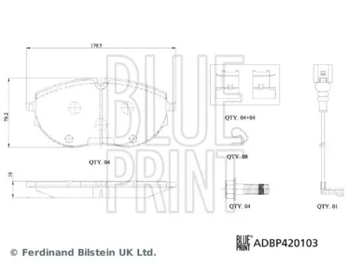BLUE PRINT BLUE PRINT ADBP420103 Blue Print Front Brake Pad Set For Vw California Multivan Transporter 