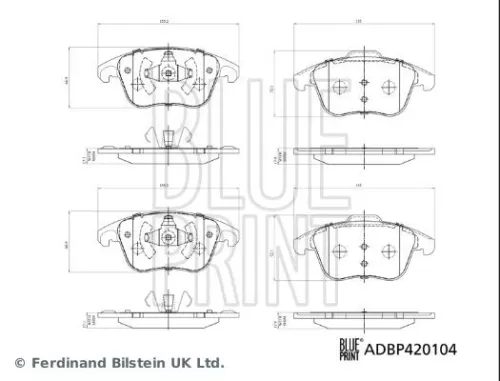 BLUE PRINT BLUE PRINT ADBP420104 Blue Print Front Brake Pad Set For Citroën Peugeot 207 207 Sw 208 300 
