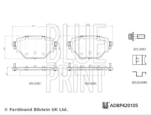 BLUE PRINT BLUE PRINT ADBP420105 Blue Print Rear Brake Pad Set For Opel Peugeot Vauxhall 2008 Corsa 