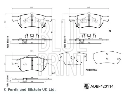 Blue Print Front Brake Pad Set For Mg Mg (Saic) Mg 350 Mg 5 Mg Zs Zs