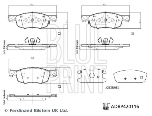 BLUE PRINT BLUE PRINT ADBP420116 Blue Print Front Brake Pad Set For Mazda Toyota 2 Aygo X Yaris 