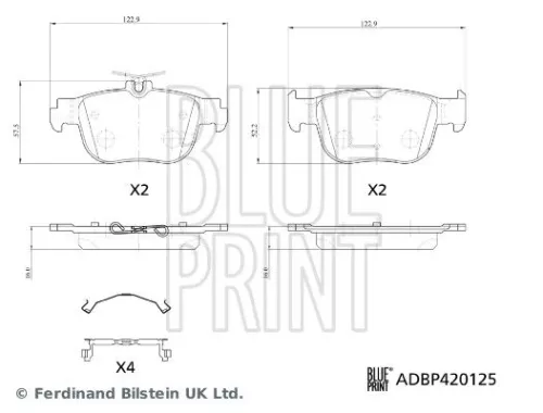 BLUE PRINT BLUE PRINT ADBP420125 Blue Print Rear Brake Pad Set For Audi Seat Skoda Vw A3 Caddy Caddy C 