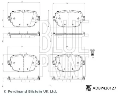 BLUE PRINT BLUE PRINT ADBP420127 Blue Print Rear Brake Pad Set For Audi A6 A7 A8 Q7 Q8 
