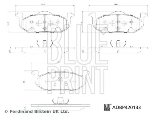 Blue Print Front Brake Pad Set For Mg Mg (Saic) 3 Mg 3 Mg 350