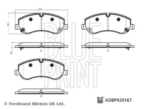 Blue Print Front Brake Pad Set For Maxus Deliver 9 Edeliver 9 V70 V90