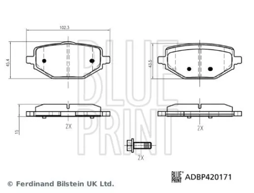 Blue Print Rear Brake Pad Set For Renault Captur Megane