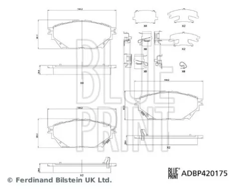 Blue Print Front Rear Brake Pad Set