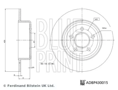 BLUE PRINT BLUE PRINT ADBP430015 2x BLUE Print Rear Solid Brake Discs For Chrysler Dodge 300c Challenger 