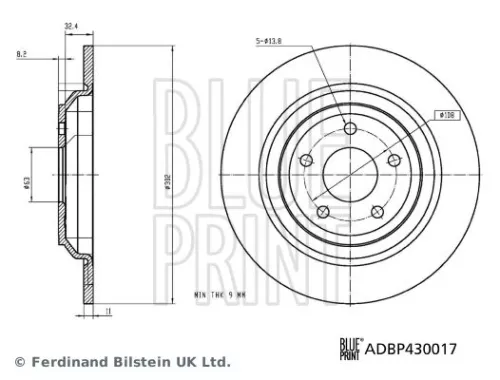 BLUE PRINT BLUE PRINT ADBP430017 2x BLUE Print Rear Solid Brake Discs For Ford Focus Kuga 