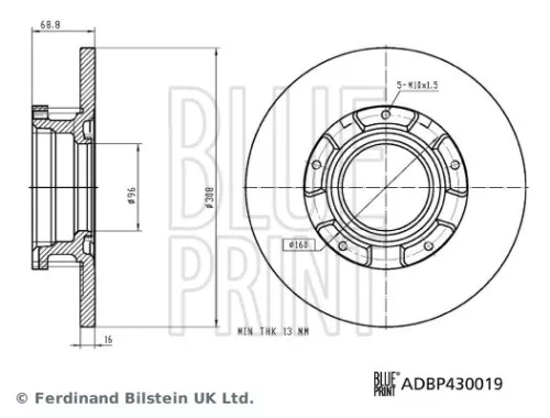 BLUE PRINT BLUE PRINT ADBP430019 2x BLUE Print Rear Solid Brake Discs For Ford Tourneo Custom Transit Transit Custom 