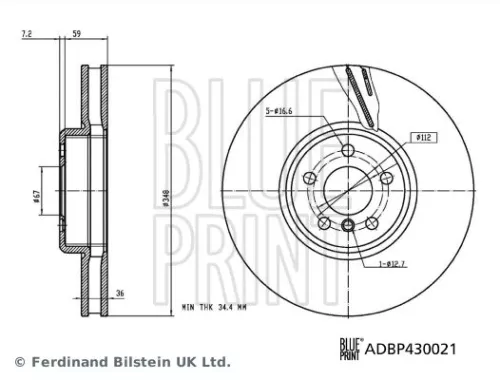 BLUE PRINT BLUE PRINT ADBP430021 BLUE Print Front Right Internally Vented Brake Discs For Bmw Toyota 2 3 4 5 6 7 8 