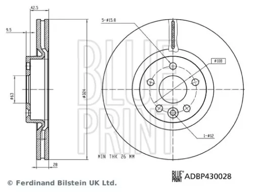 BLUE PRINT BLUE PRINT ADBP430028 2x BLUE Print Front Internally Vented Brake Discs For Volvo Xc60 