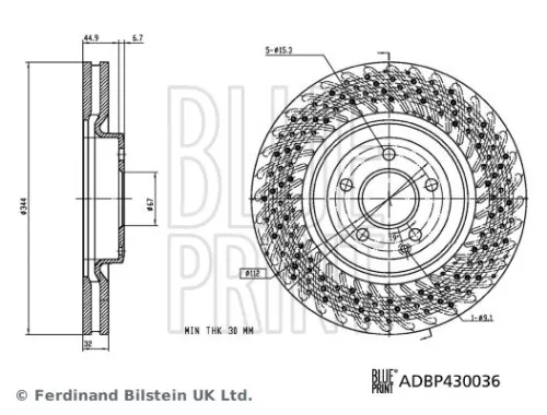 BLUE PRINT BLUE PRINT ADBP430036 2x BLUE Print Front Perforated/vented Brake Discs For Mercedes-benz Cls 