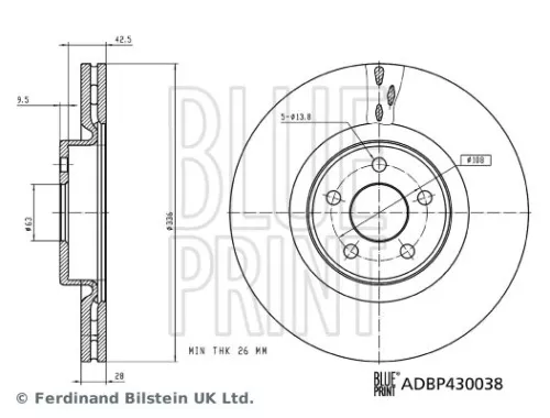 BLUE PRINT BLUE PRINT ADBP430038 2x BLUE Print Front Internally Vented Brake Discs For Ford Focus 