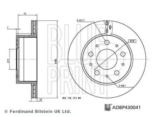 BLUE PRINT BLUE PRINT ADBP430041 2x BLUE Print Rear Internally Vented Brake Discs For Citroën Fiat Opel Peugeot Ram V 