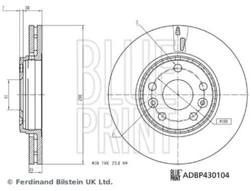 BLUE PRINT BLUE PRINT ADBP430104 2x BLUE Print Front Vented Brake Discs For Nissan Renault Kangoo Kangoo / Grand Kang 