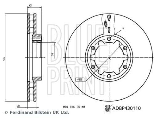 BLUE PRINT BLUE PRINT ADBP430110 2x BLUE Print Front Internally Vented Brake Discs For Nissan Nt400 Cabstar 